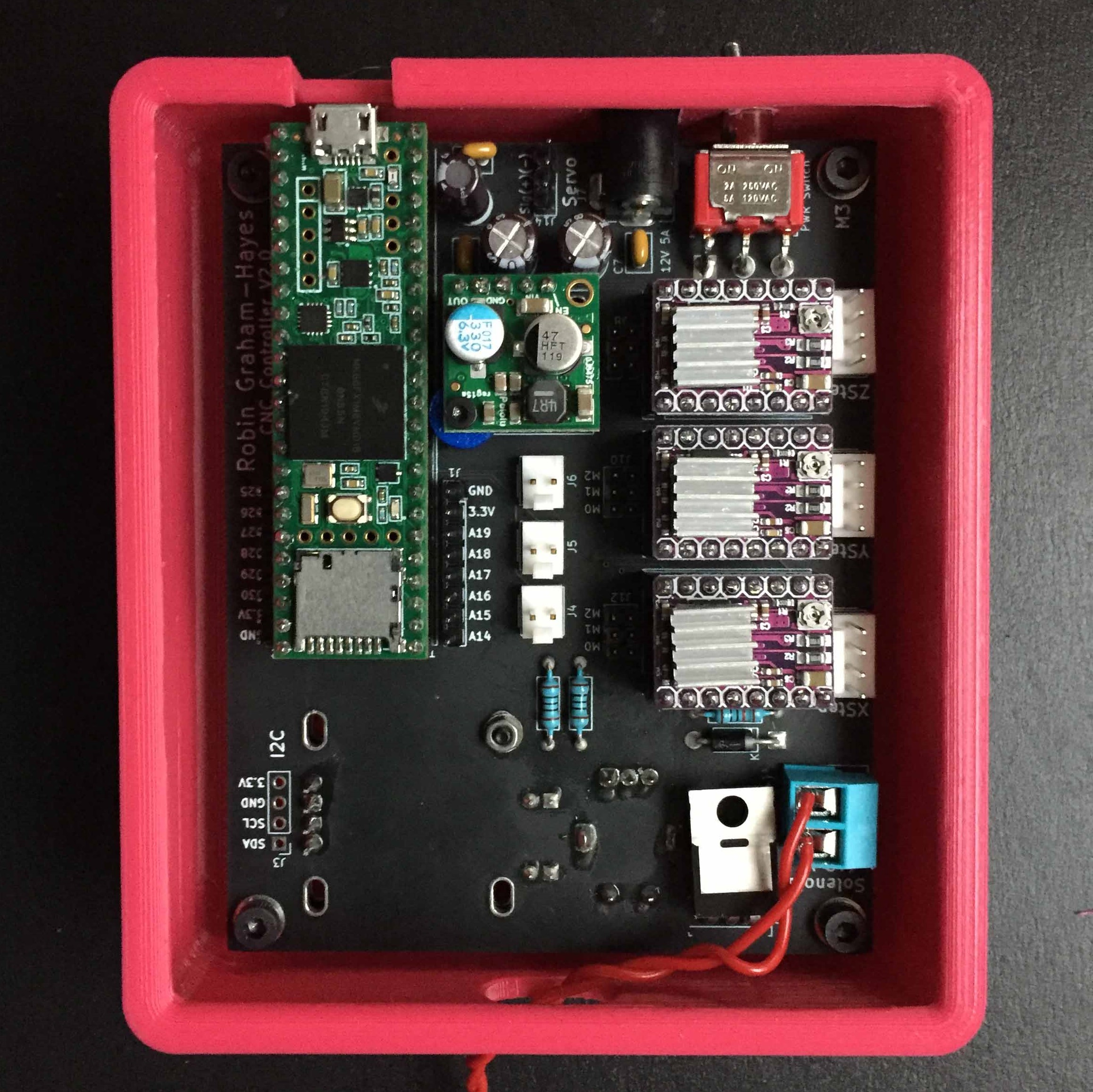 A picture of the top of the board in its case